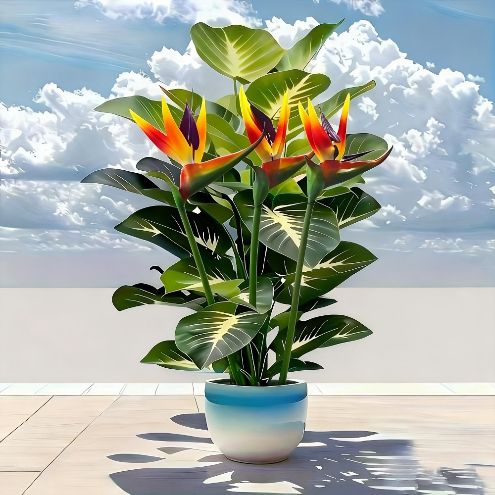 Bonsai Garden Zen - Künstliche Paradiesvogelblumen und Pothos-Pflanzen für Außendekoration