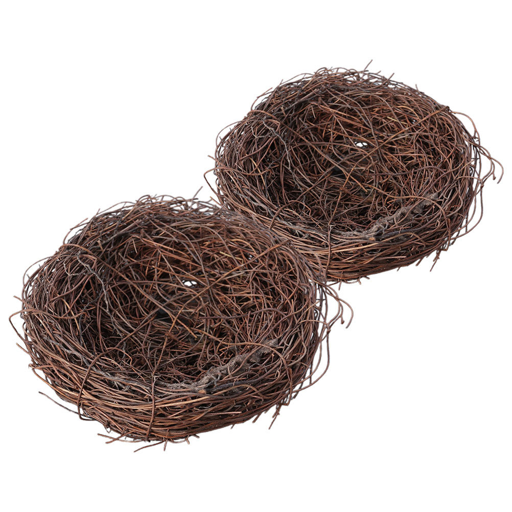 Bonsai Garden Photos - 2 Stück handgefertigtes Vogelnest aus Kunstfaser-Rattan,