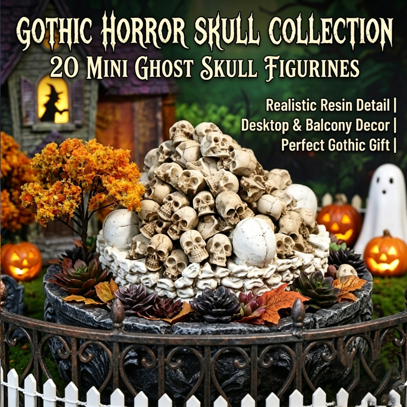 Bonsai Garden Display - Realistische Totenkopf-Figuren aus Kunstharz für Halloween-Gartenpflanzgefäße